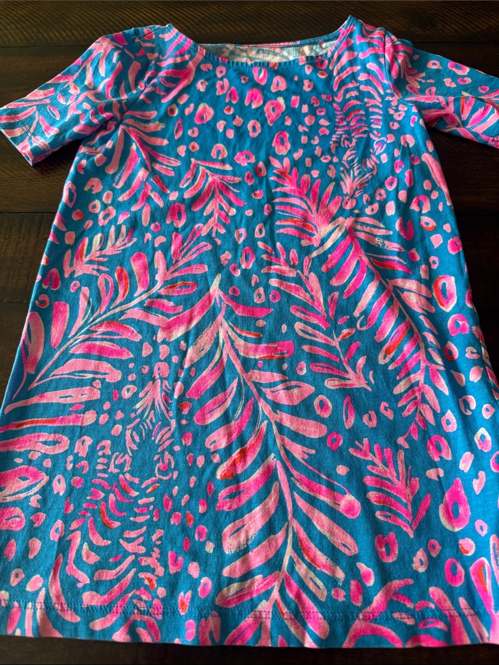 Lilly Pulitzer Girls Mini Marlowe Dress S 4 5 Pundy Blue La Zebra Tropical Palm